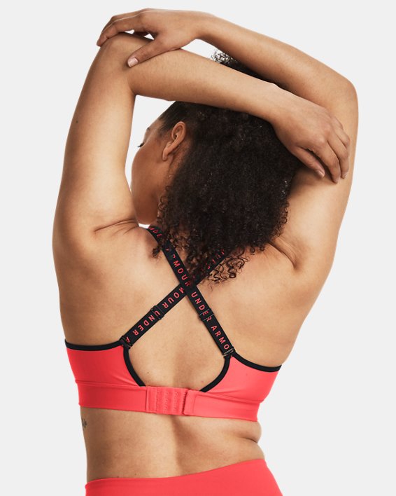 Women's UA Infinity Mid Covered Sports Bra, Red, pdpMainDesktop image number 5